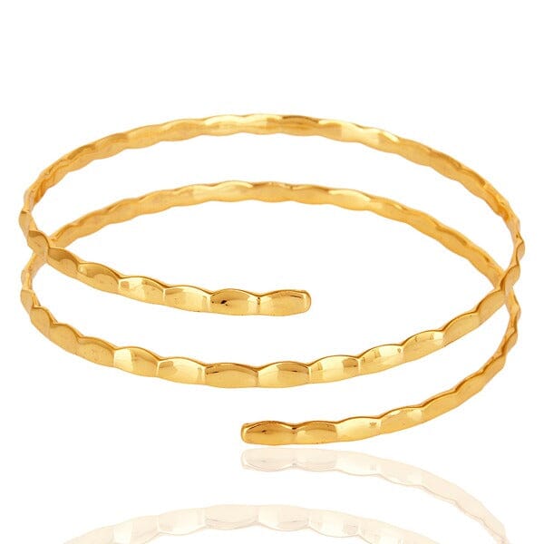 Gold Plated Slim Hammered Bangle - Barnbury