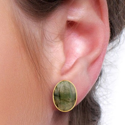 Oval Labradorite Studs - Barnbury