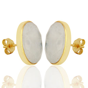 Rainbow Moonstone Oval Studs - Barnbury