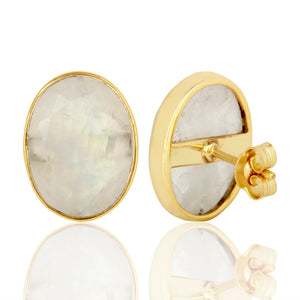 Rainbow Moonstone Oval Studs - Barnbury