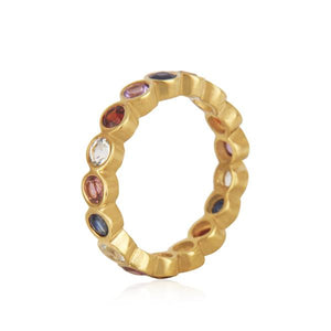 Gold Plated Sterling Silver Multi Colour Ring - Barnbury