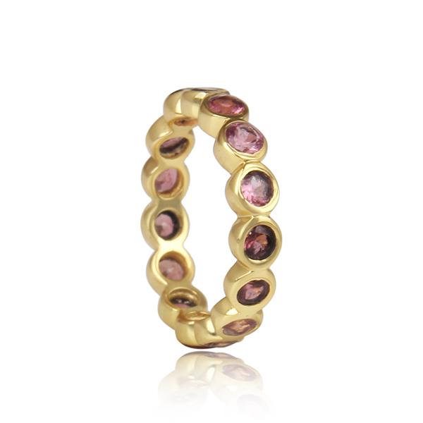 Gold Plated Sterling Silver Pink Tourmaline Ring - Barnbury