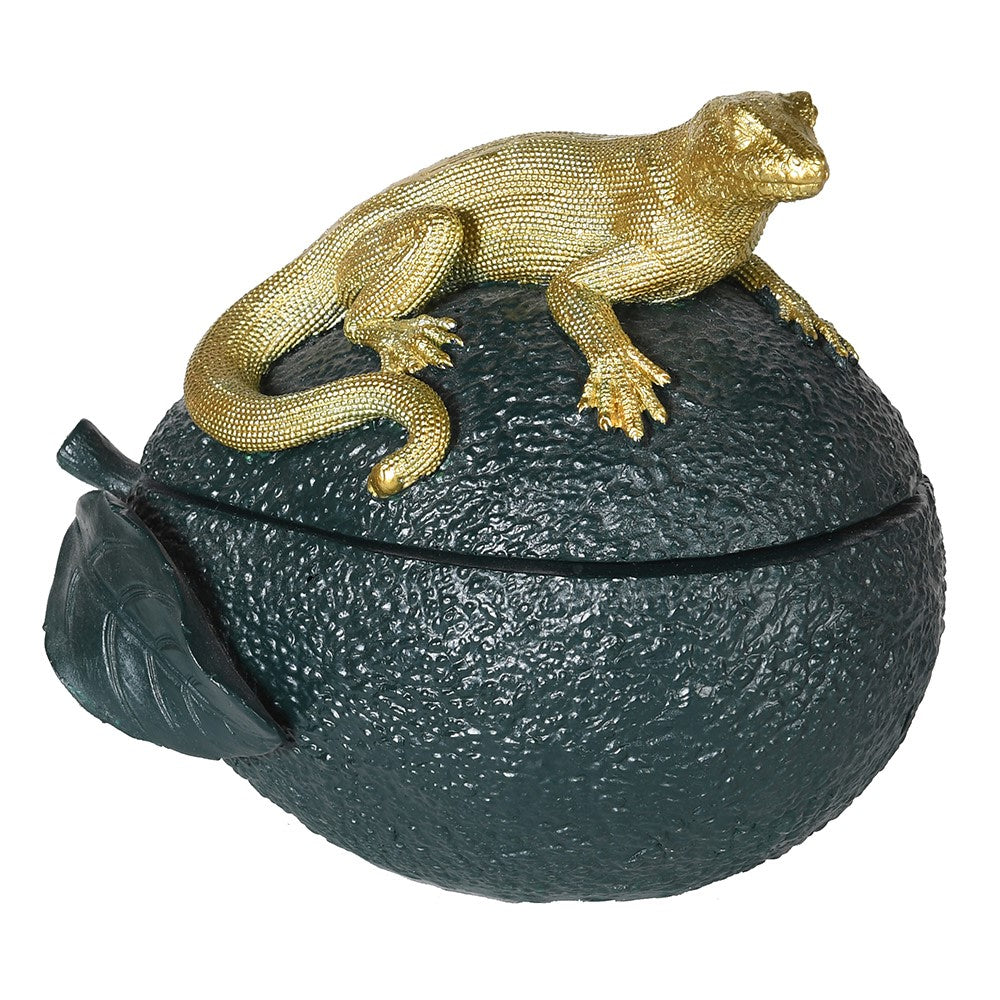 Faux Avocado Container with Gilded Gecko - Barnbury