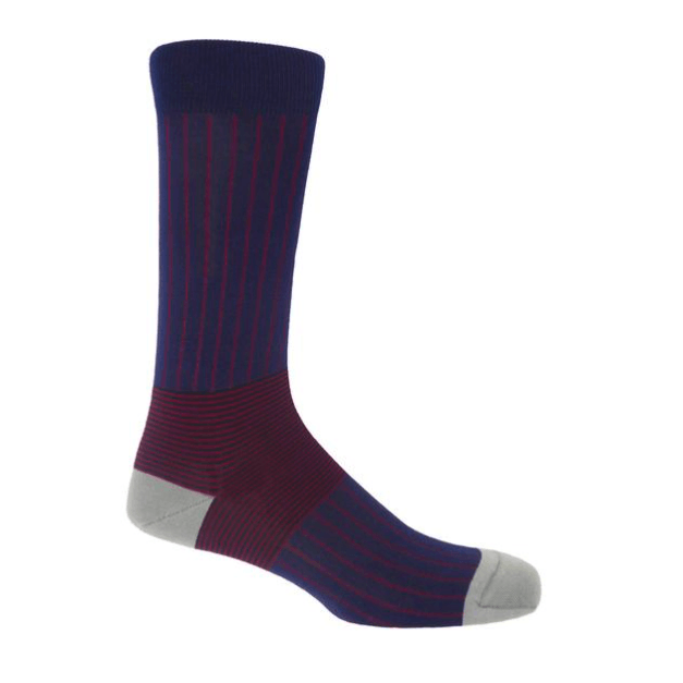 Navy Oxford Stripe Socks - Barnbury