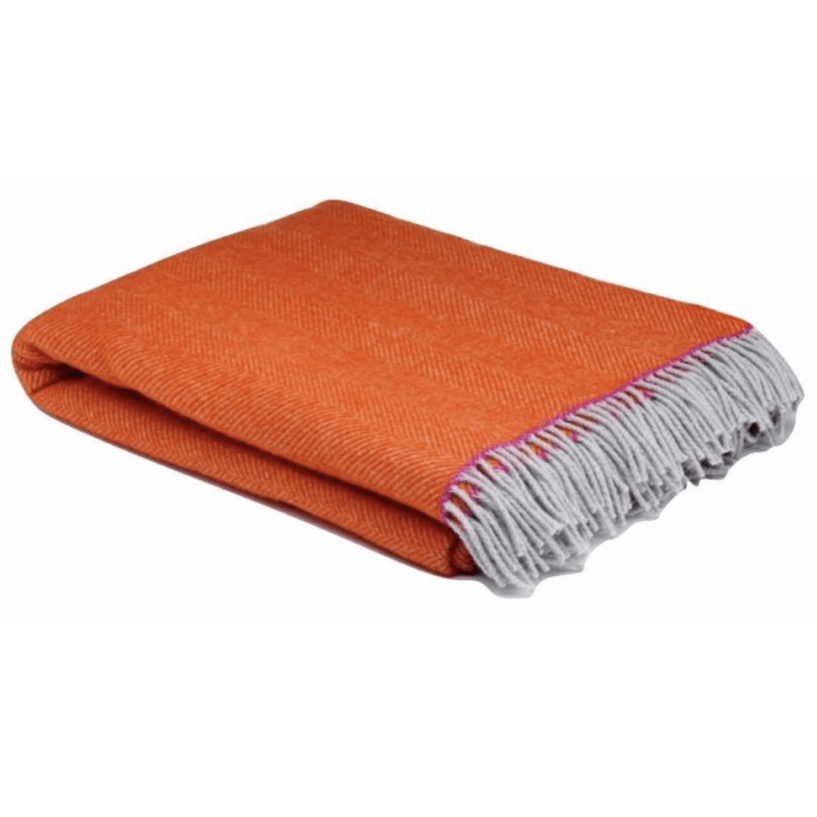 Orange Balmoral Herringbone Wool Throw - Barnbury