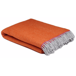 Orange Balmoral Herringbone Wool Throw - Barnbury