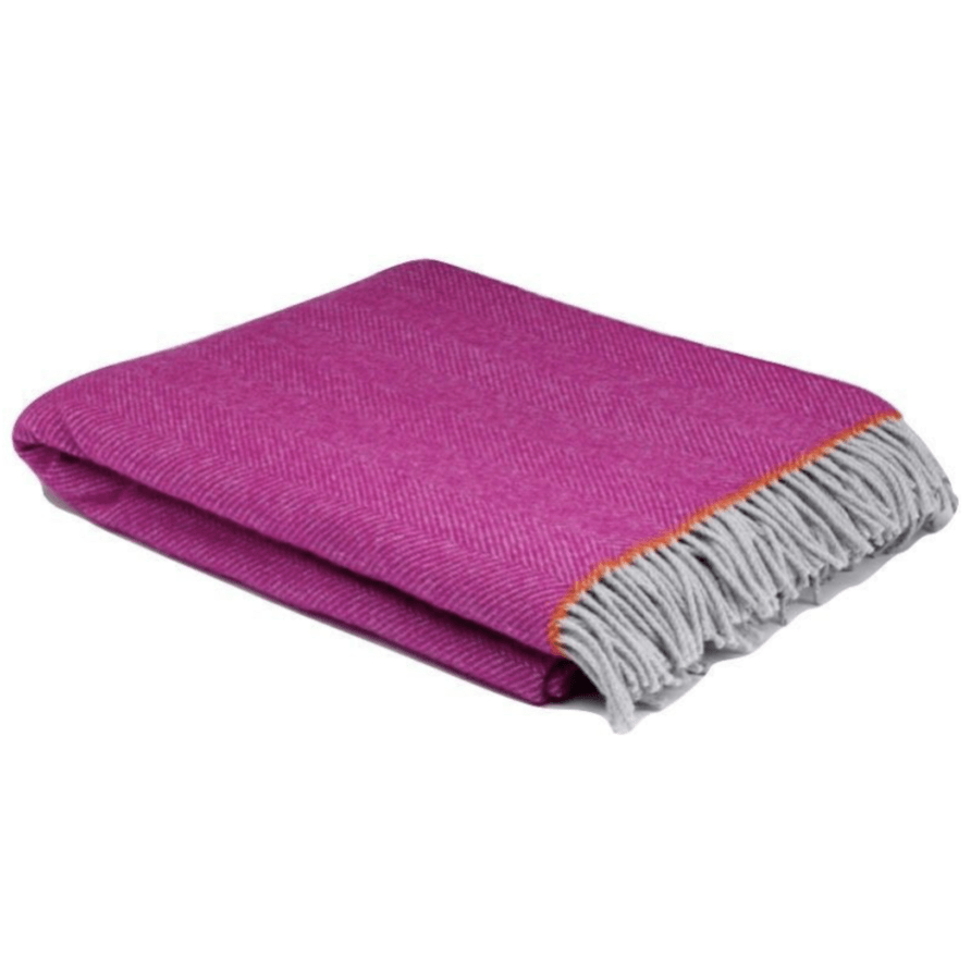 Fuchsia Balmoral Herringbone Wool Throw - Barnbury