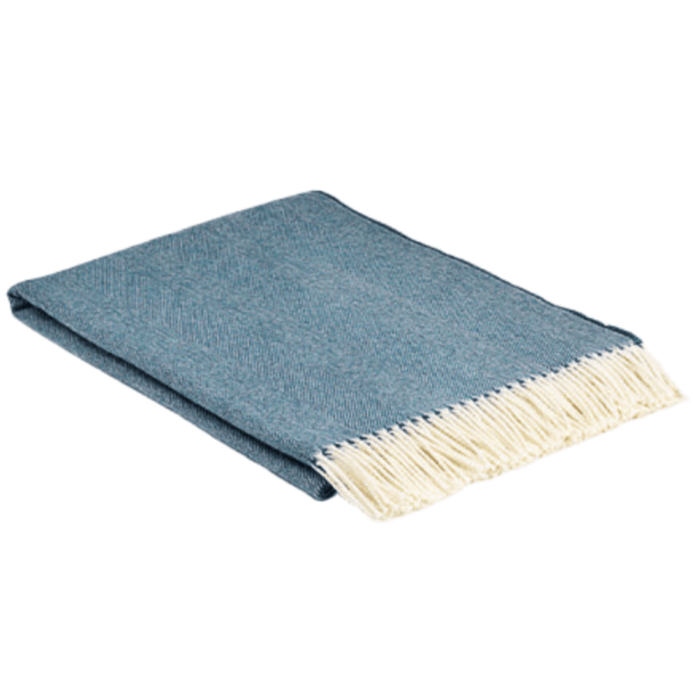 Kingfisher Spotted Super Soft Herringbone Wool Throw - Barnbury