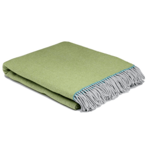 Spring Green Balmoral Herringbone Wool Throw - Barnbury