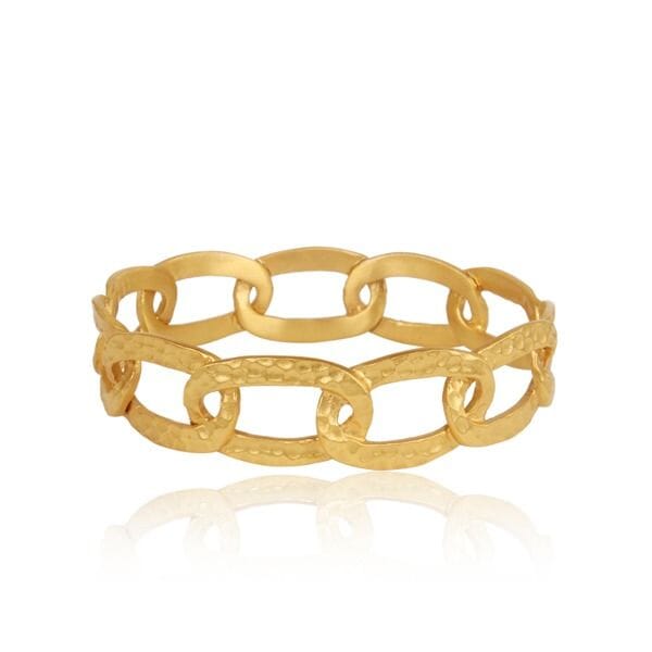 Gold Plated Hammered Link Bangle - Barnbury