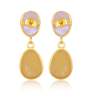 Rainbow Moonstone and Yellow Opal Earrings - Barnbury 