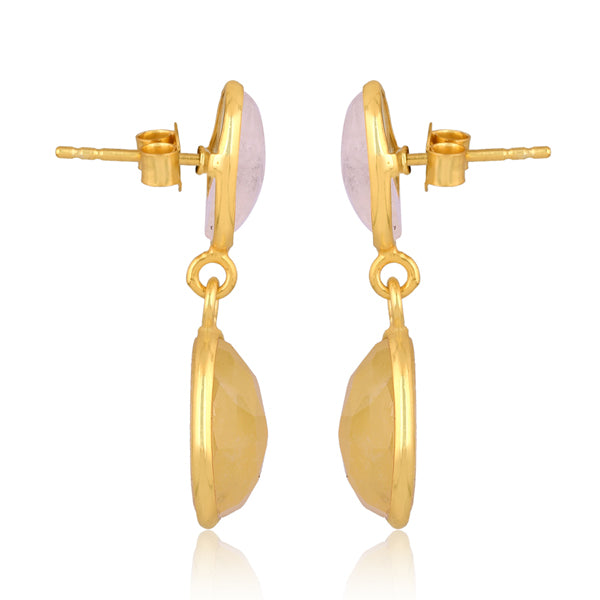 Rainbow Moonstone and Yellow Opal Earrings - Barnbury