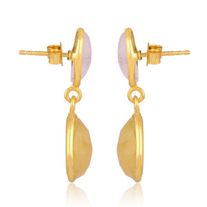 Rainbow Moonstone and Yellow Opal Earrings - Barnbury