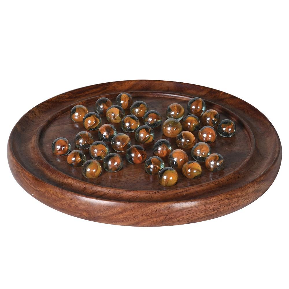Wooden Solitare Game with Marbles - Barnbury