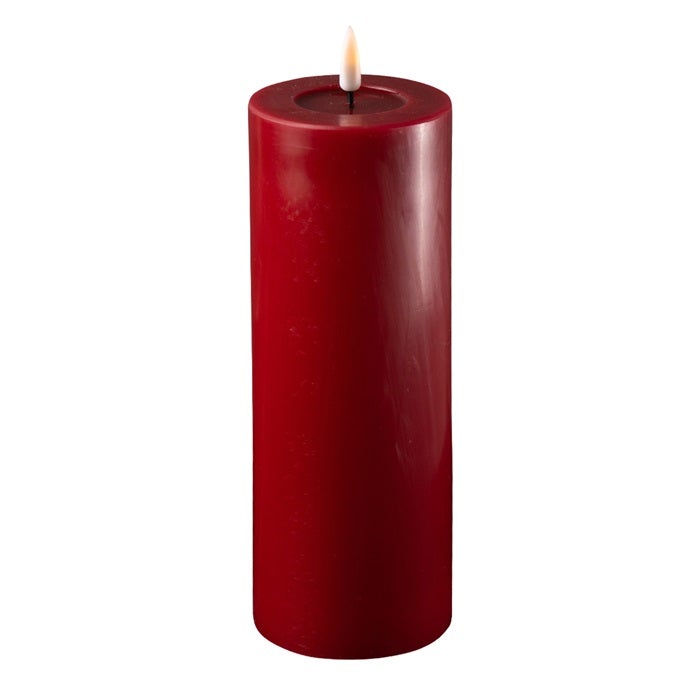 Bordeaux Wax LED Battery Candles Flameless Candles Barnbury 7.5cm x 20cm 