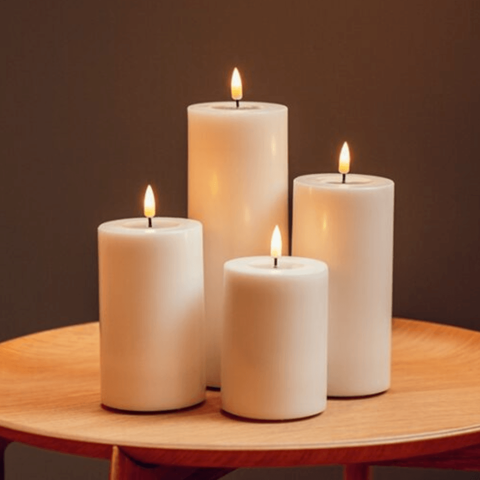 Cream Wax LED Battery Candles Flameless Candles Barnbury 10cm x 20cm 