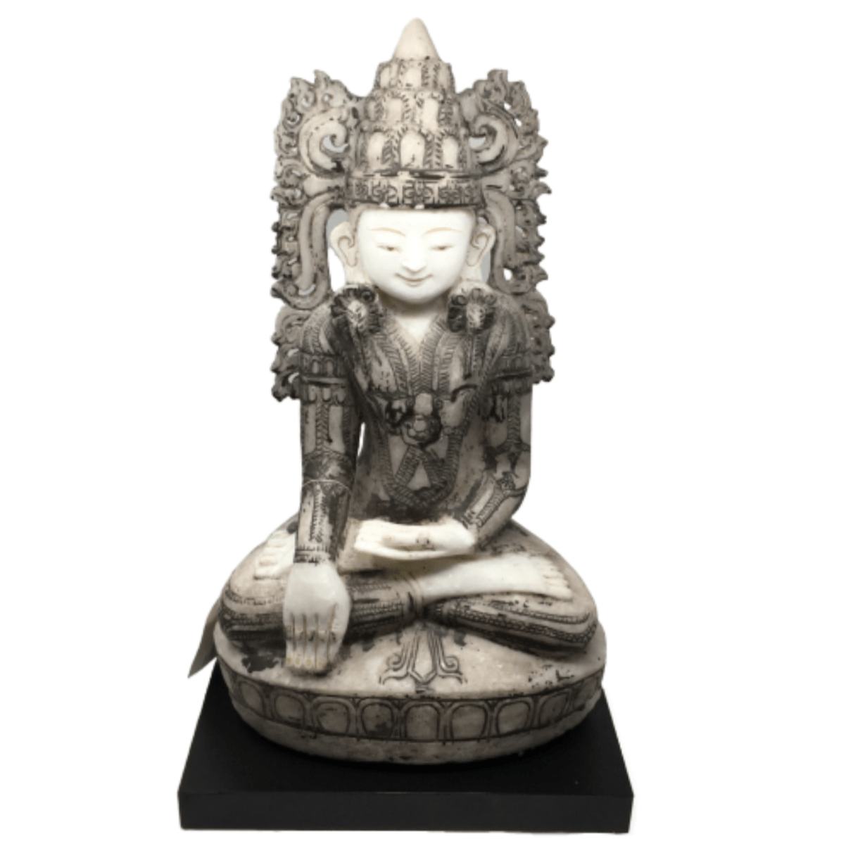 Early C20th Burmese Alabaster King Buddha - BARNBURY