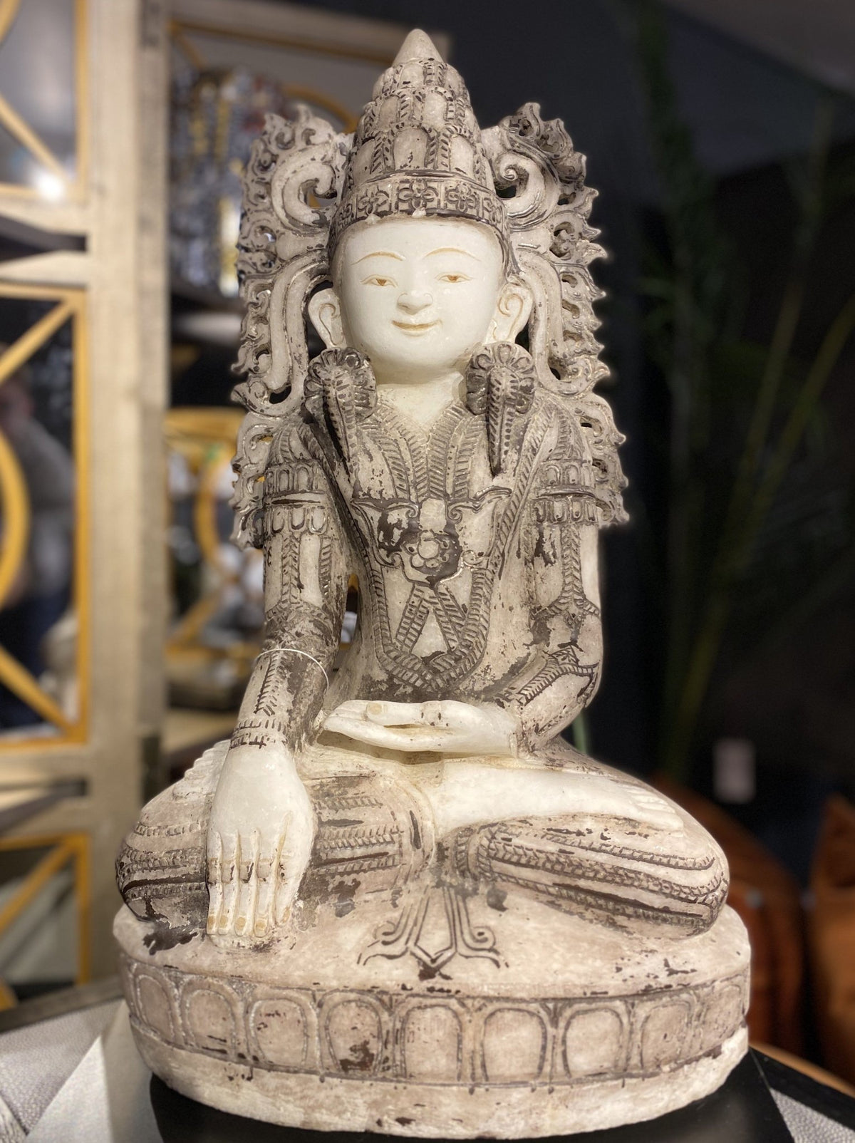 Early C20th Burmese Alabaster King Buddha - BARNBURY