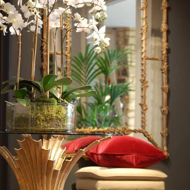 Faux Phalaenopsis Orchids in Glass Bowl - BARNBURY