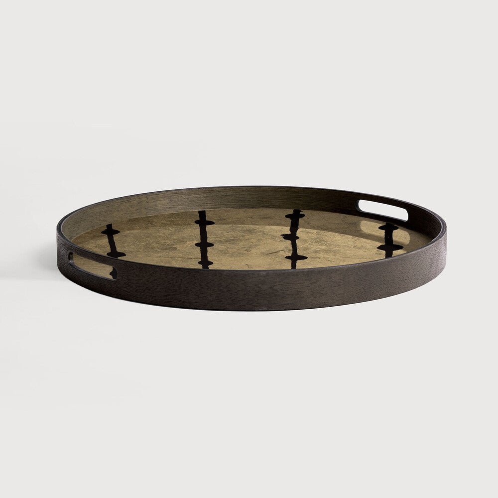 Gold leaf and Brown Beads Decorative Tray - BARNBURY