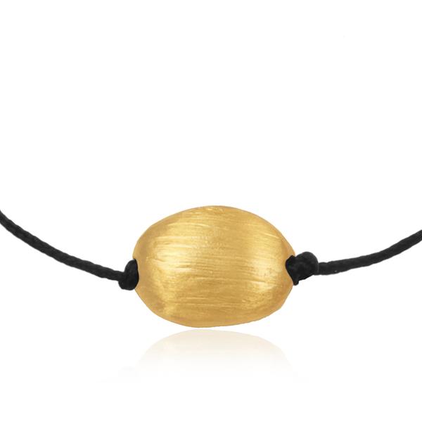 Gold Plated Sterling Silver black bead dori bracelet - BARNBURY