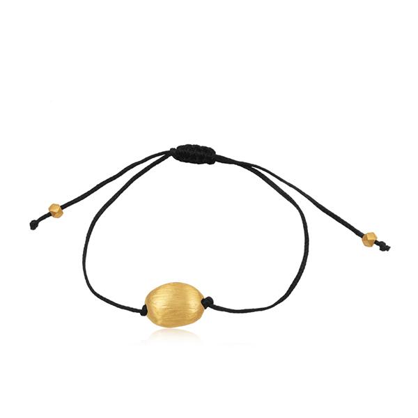 Gold Plated Sterling Silver black bead dori bracelet - BARNBURY