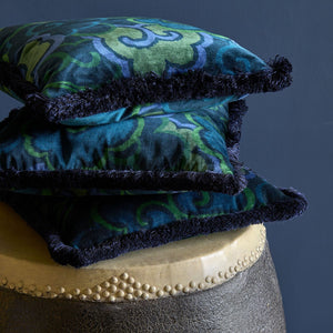 Blue/Green Storm Velvet Cushion - Barnbury