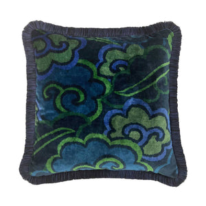 Blue/Green Storm Velvet Cushion - Barnbury