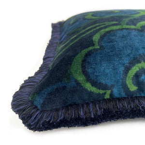 Blue/Green Storm Velvet Cushion - Barnbury