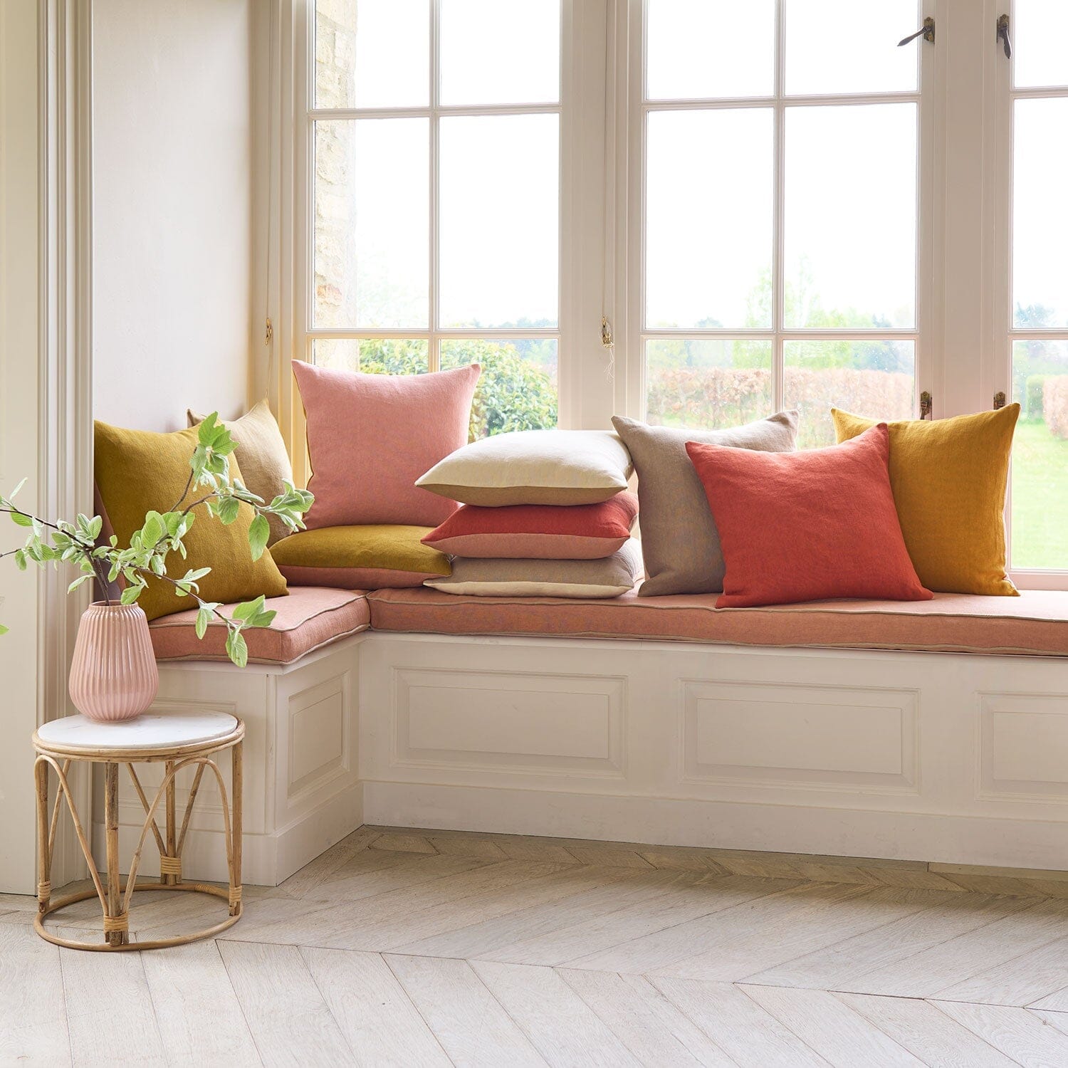 Paprika/Blush linen cushion Cushion Barnbury 