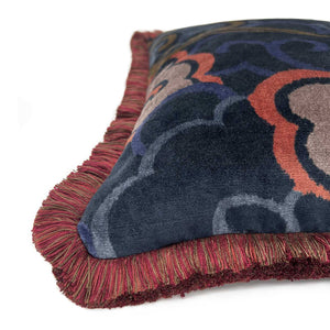Blue/Orange Storm Velvet Cushion - Barnbury