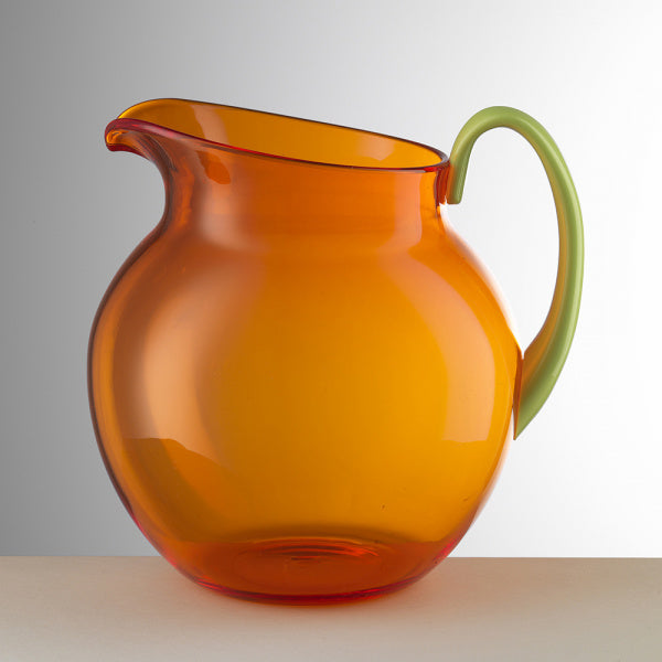 Mario Luca Giusti Orange and Green Palla Pitcher Synthetic Crystal Glass Mario Luca Giusti 