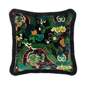 Green Dragon Velvet Cushion - Barnbury
