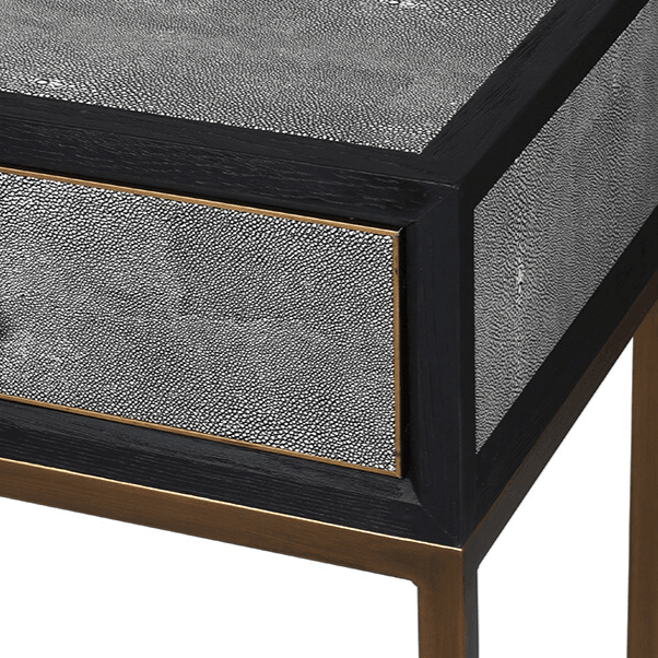 Islington Black Oak and Faux Shagreen Console - BARNBURY