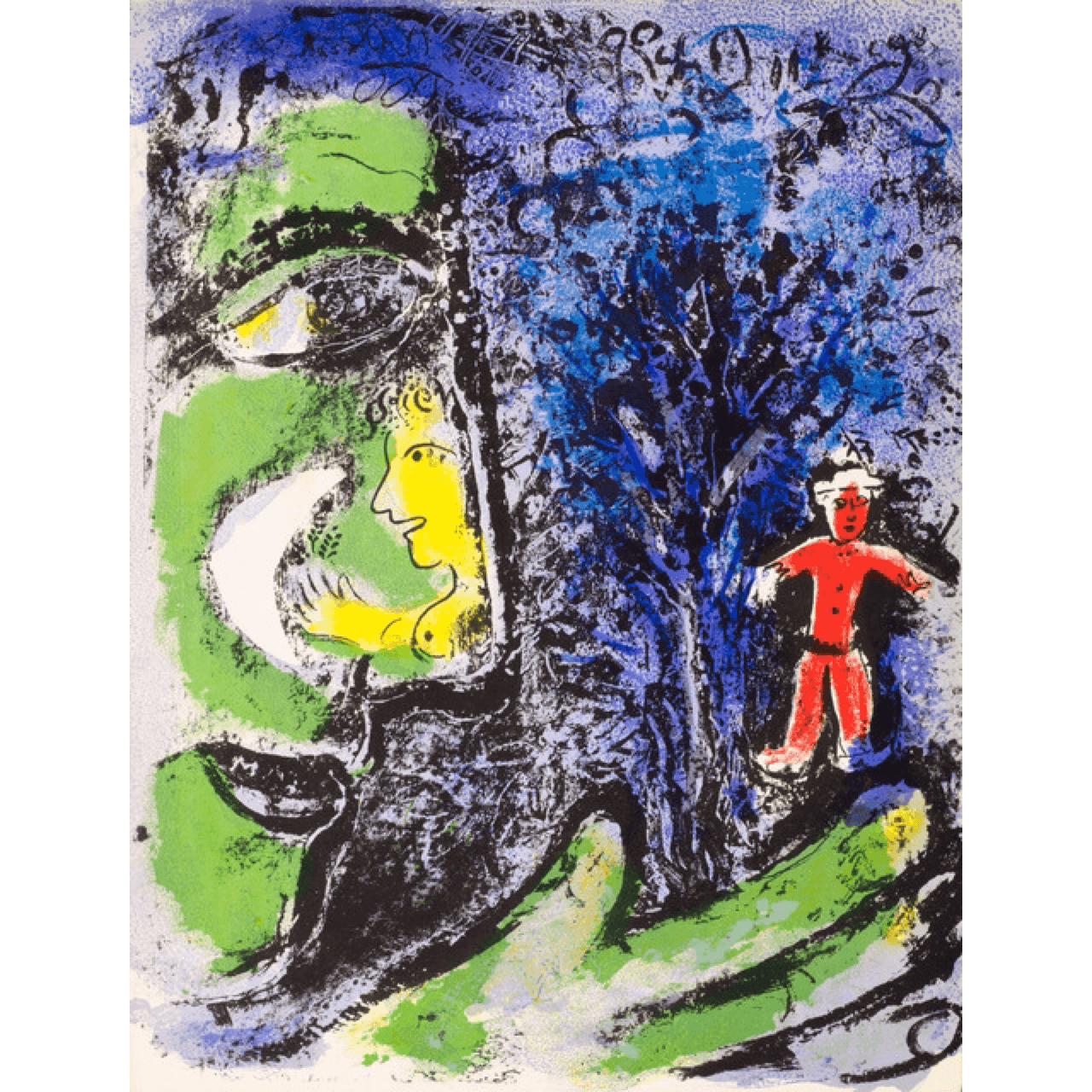 Marc Chagall - Le Profit et L'enfant Rouge Lithograph Barnbury 