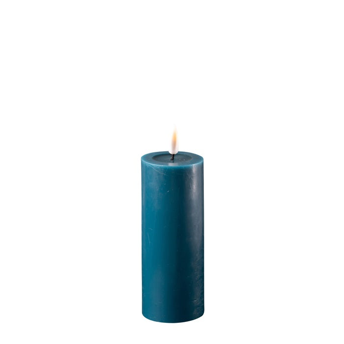 Petrol Blue Wax LED Battery Candles Flameless Candles Barnbury 5cm x 12.5cm 