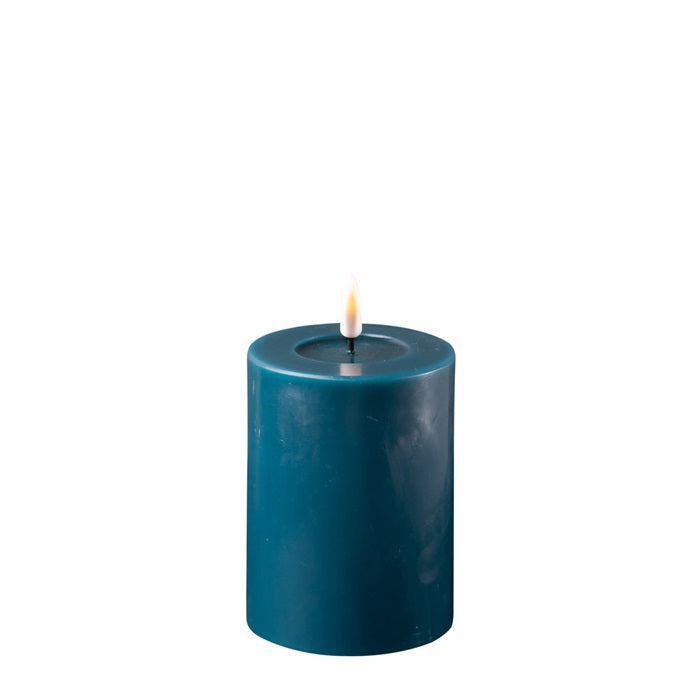 Petrol Blue Wax LED Battery Candles Flameless Candles Barnbury 7.5cm x 10cm 