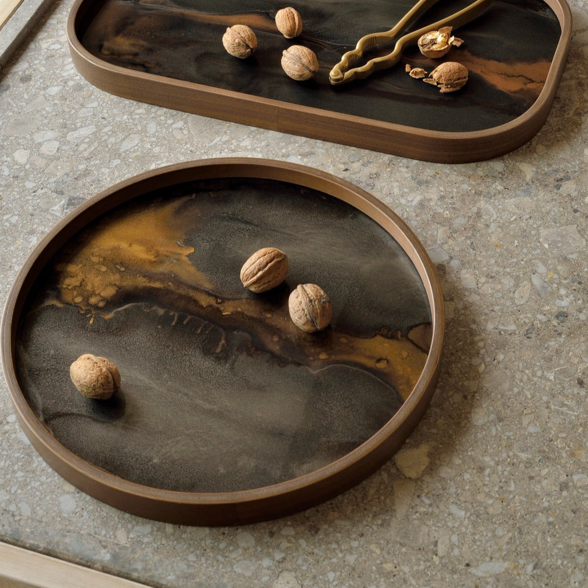 Round Bronze Organic Valet Tray Decorative Trays Ethnicraft 