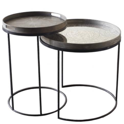 Set of 2 Round Nesting Tray Tables Table Ethnicraft 