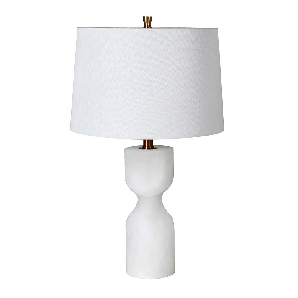 White Alabaster Baluster Lamp with Shade Lighting Barnbury 
