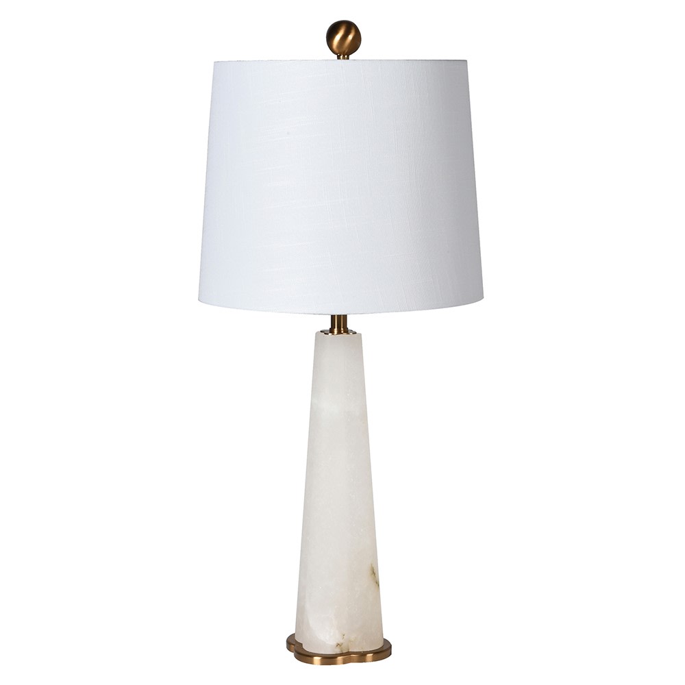 White Alabaster Quatrefoil Lamp - BARNBURY