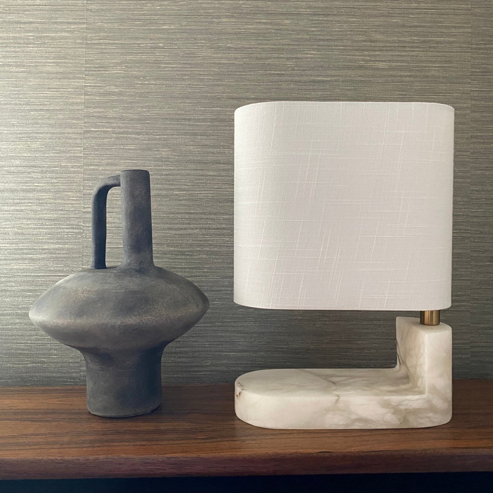 White Marble Ebury Lamp with Shade - BARNBURY