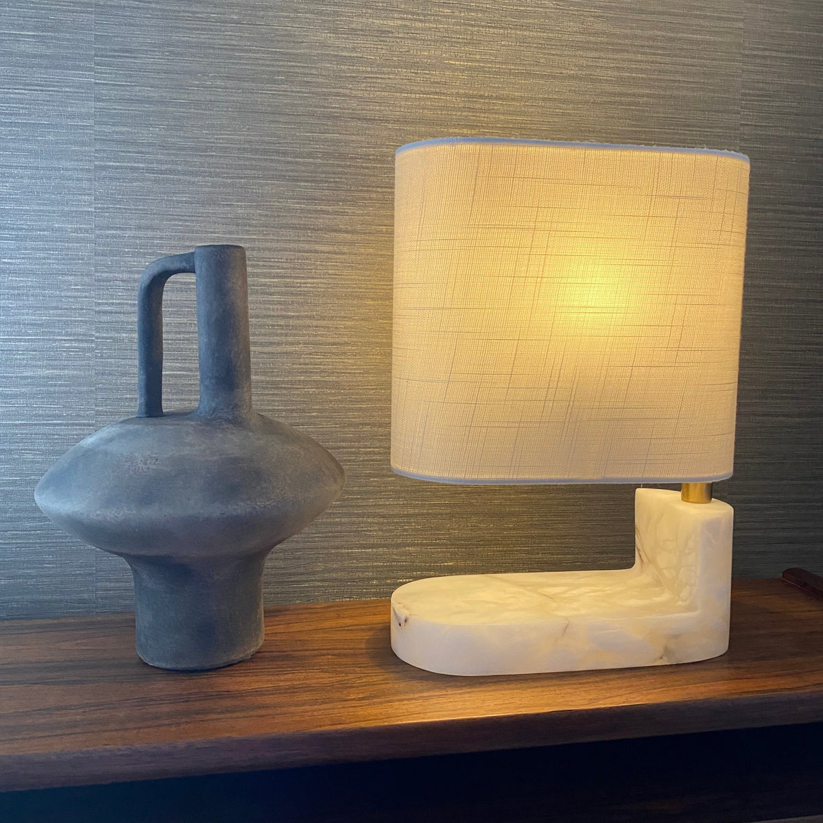 White Marble Ebury Lamp with Shade Table Lamp Barnbury 
