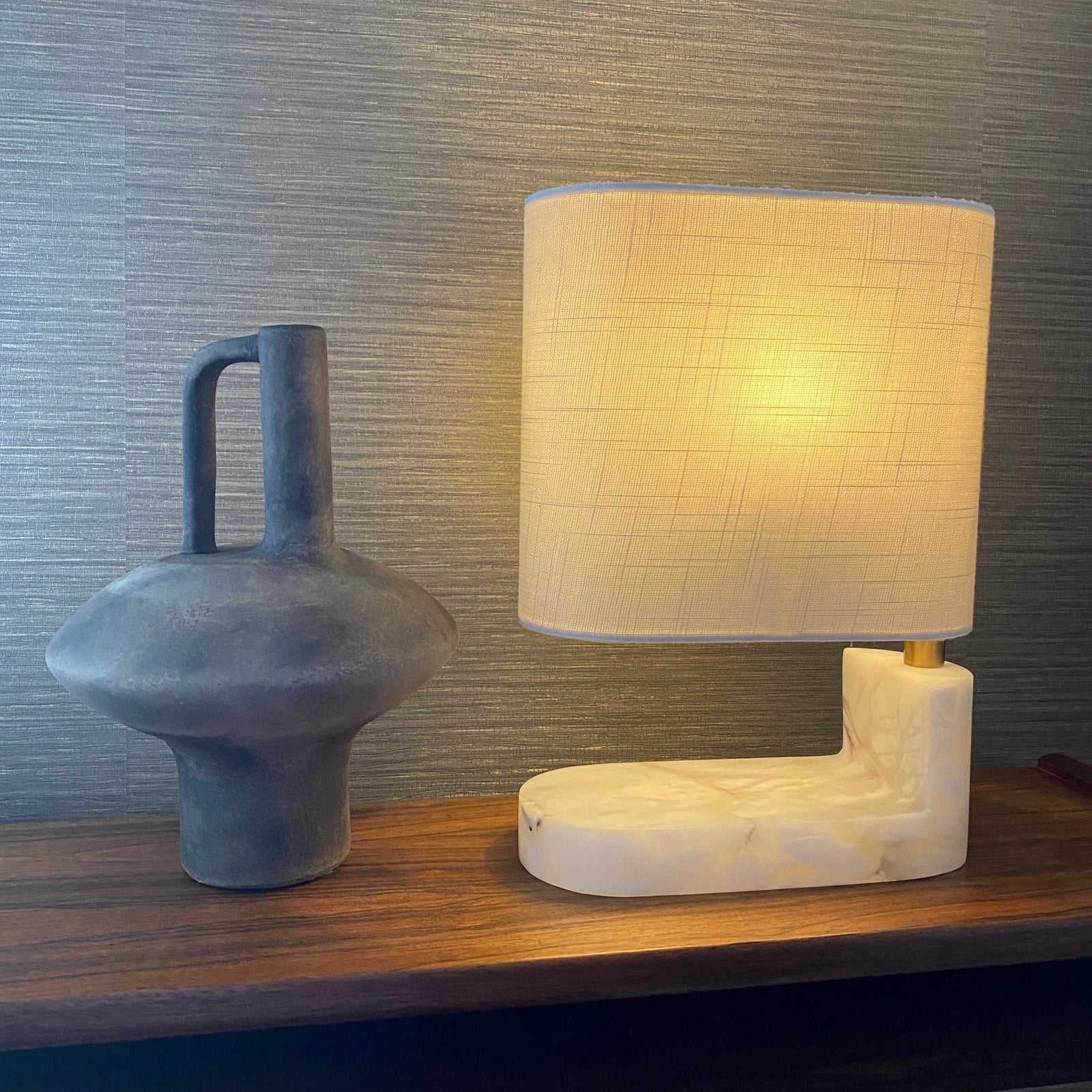 White Marble Ebury Lamp with Shade Table Lamp Barnbury 