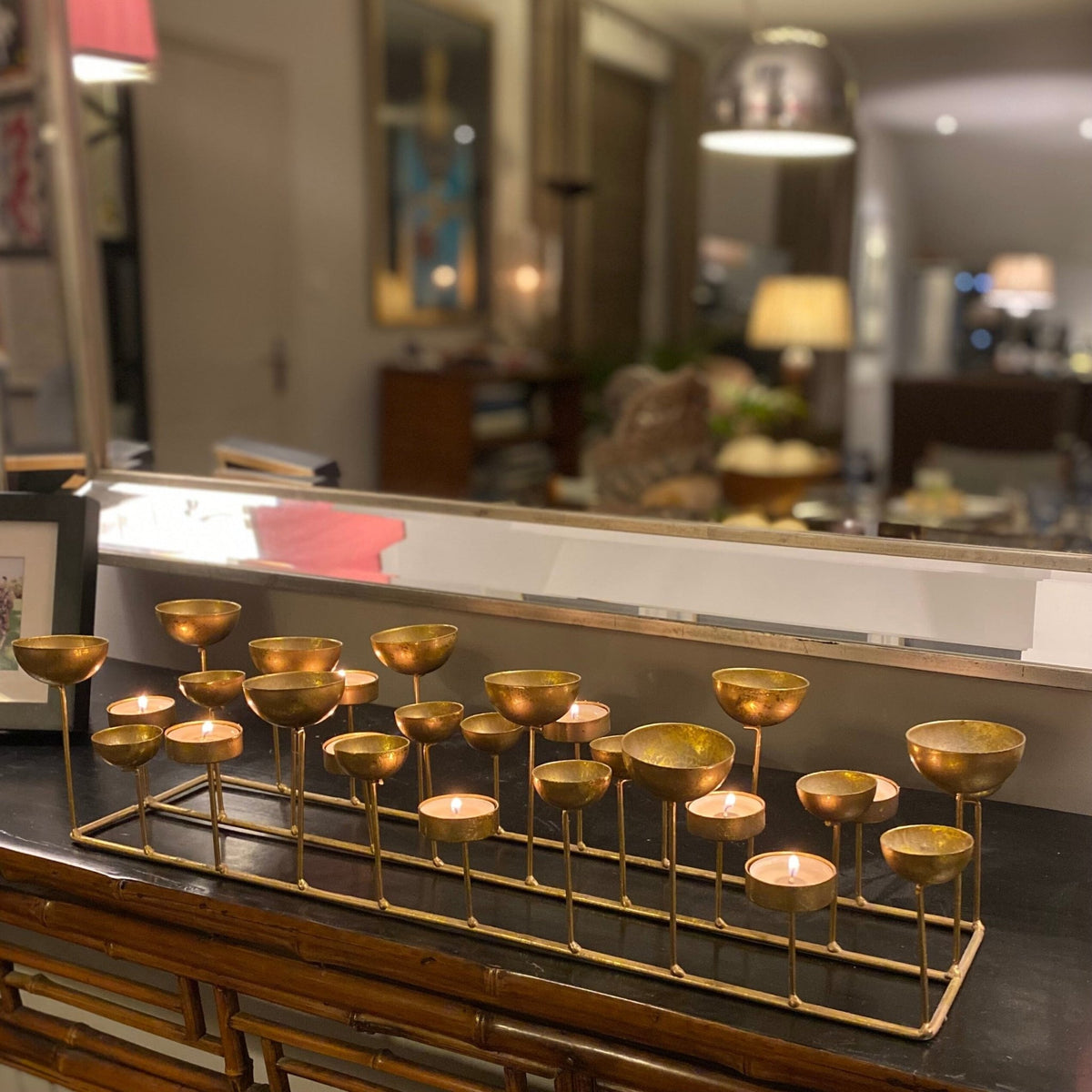 Winchester Aged Gold T - light Holder - BARNBURY